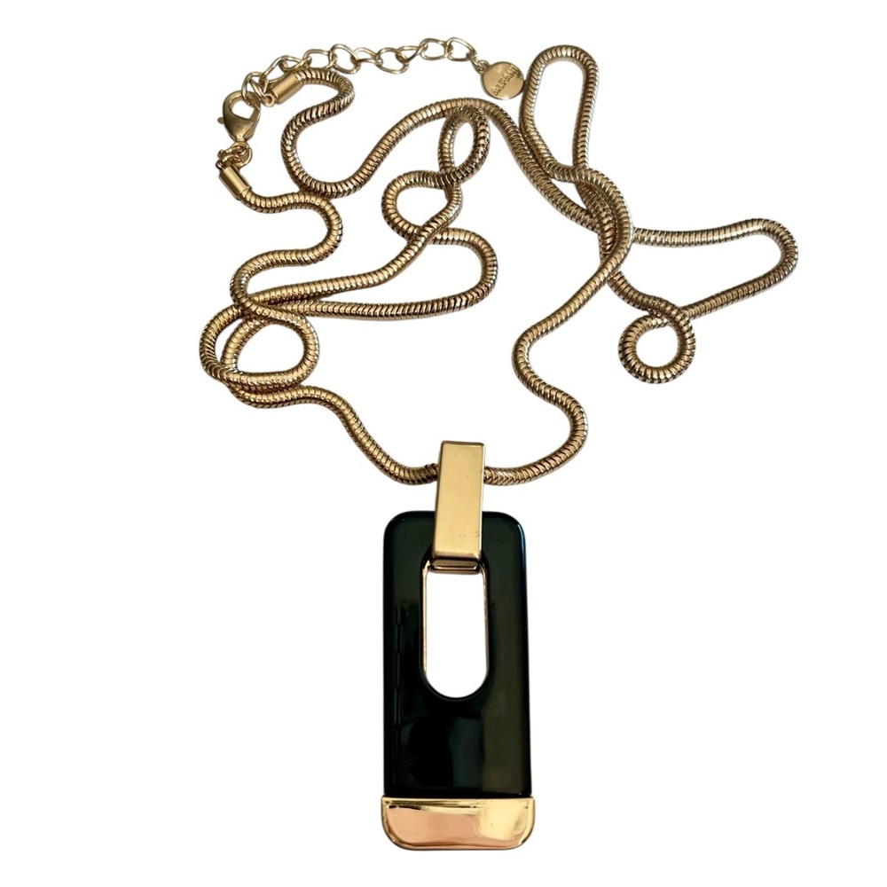 Vintage Y2k Alfani Black Gold Rope Adjustable Long Necklace Modern
